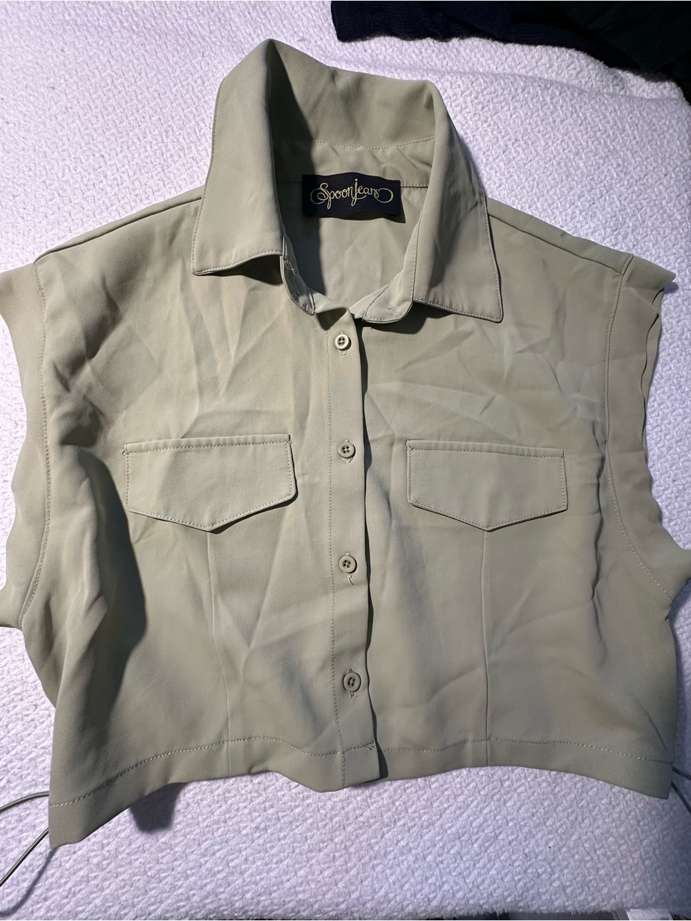 Spoonjeans Green Khaki Utility Button-Up Shirt Size L